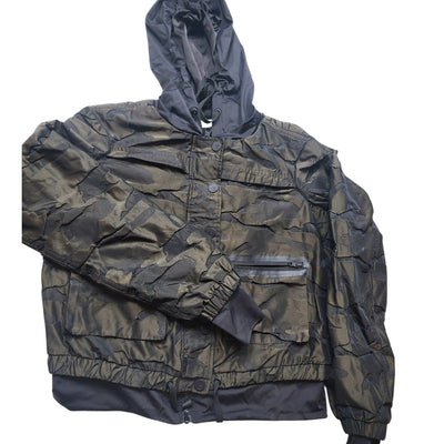 Blanc Noir Jacket Womens Small Skyfall Hooded Aviator Camo Zip Up Windbreaker