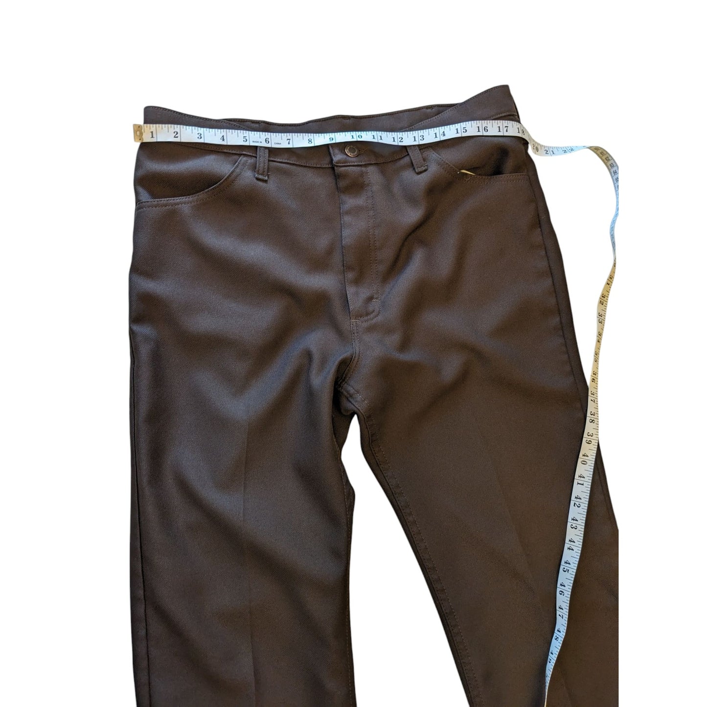 Wrangler Pants Mens 38x30 Brown Workwear Western Wrancher Polyester Trousers \\