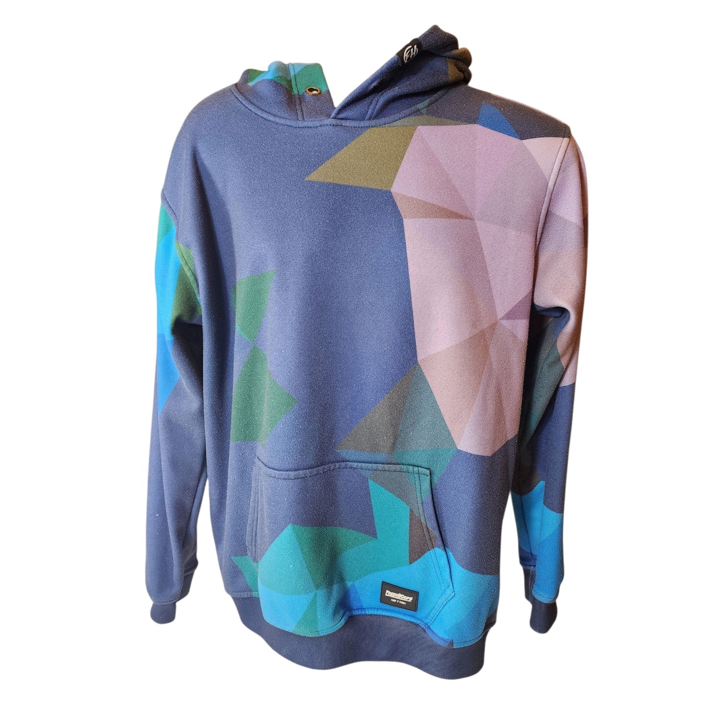 Fresh Hoods Hoodie Mens Medium Blue Purple Geometric Kangaroo Pocket Streetwear