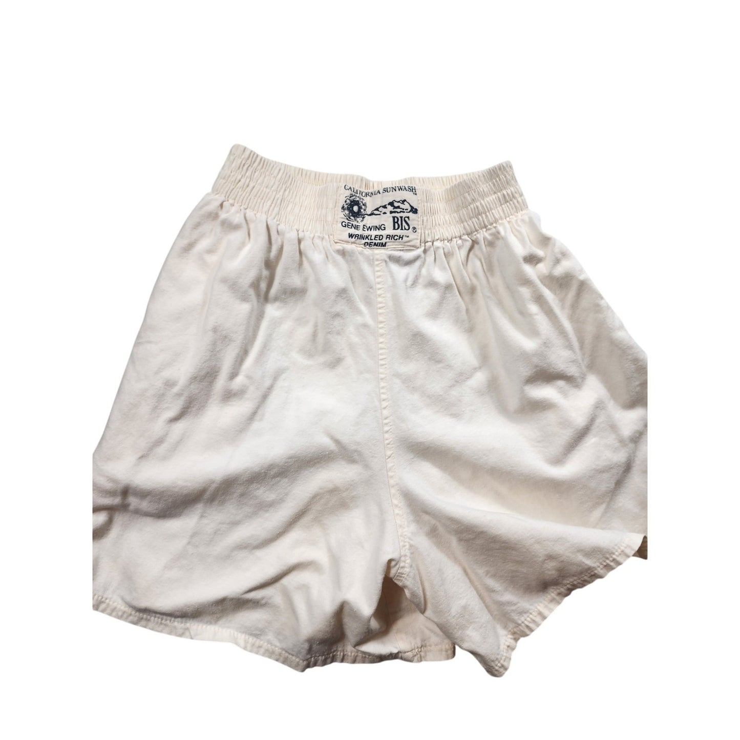 Gene Ewing BIS California Sunwash Wrinkled Rich Denim Shorts Small High Rise USA