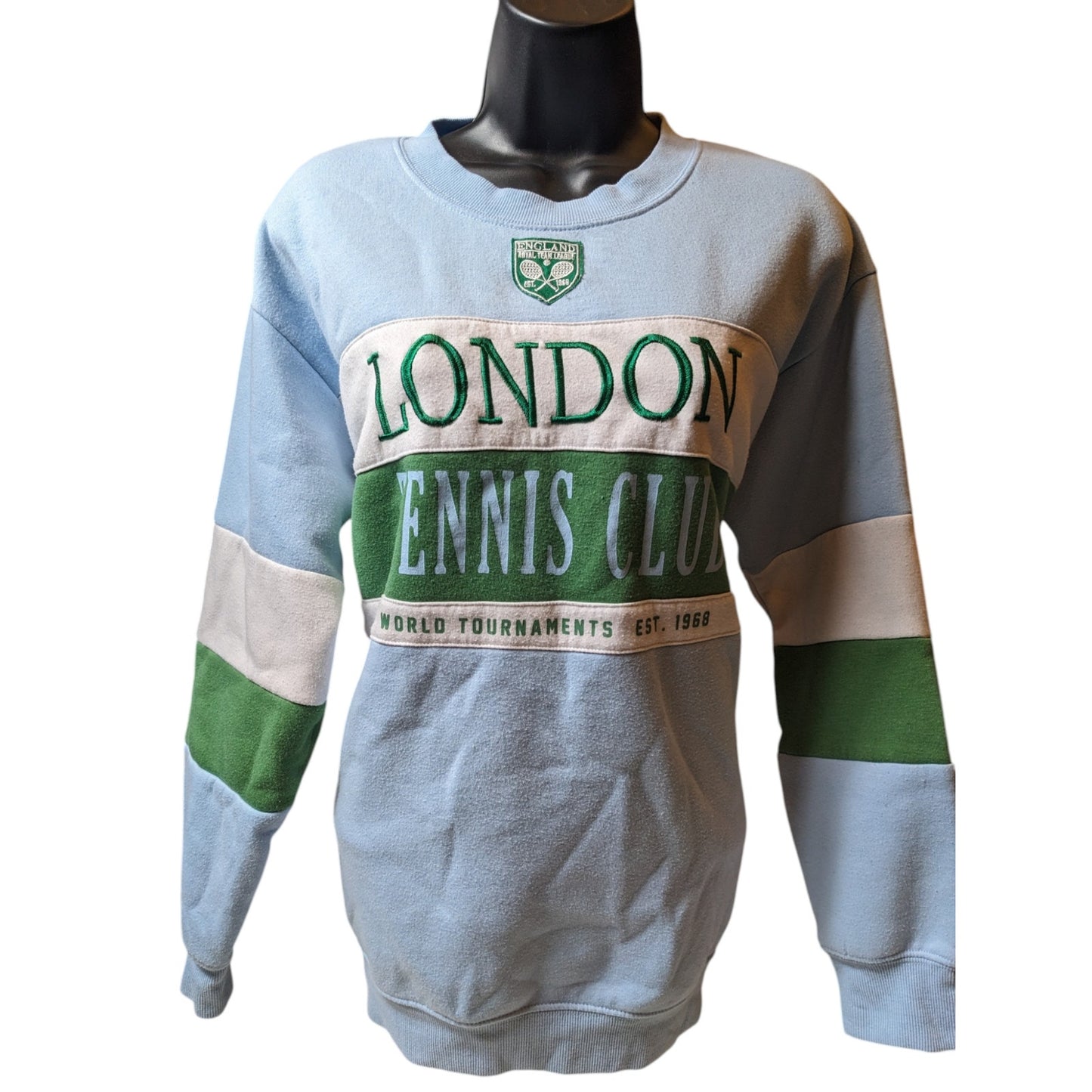 Vinyl Icons London Tennis Club Sweatshirt Women Large Colorblock Crewneck Sporty