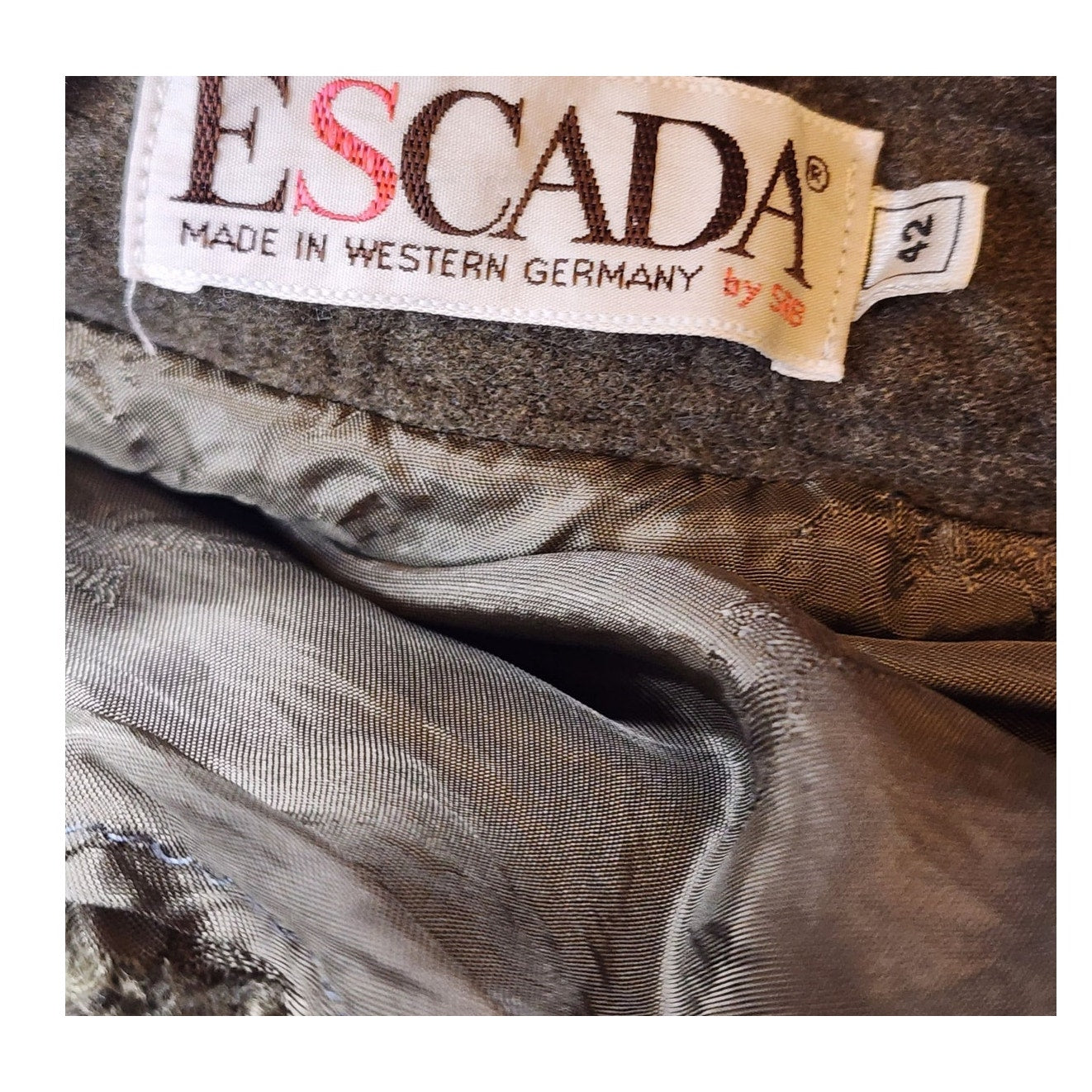 Escada Wool Midi Skirt Womens 42 USA 10 Medium Western Germany Vintage Pleated