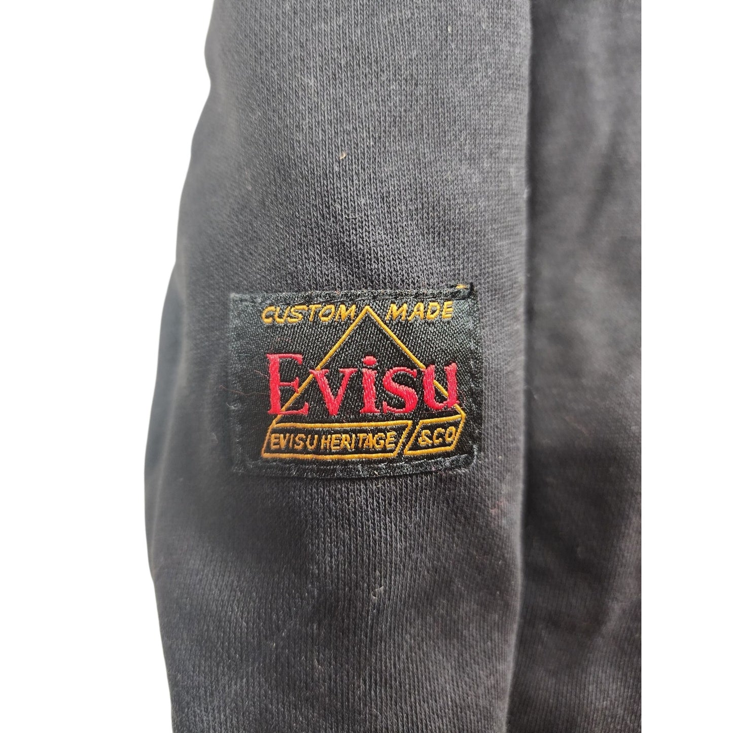 EVISU Heritage Custom XL Sweatpants Red Daicock Graphic Logo Streetwear Joggers