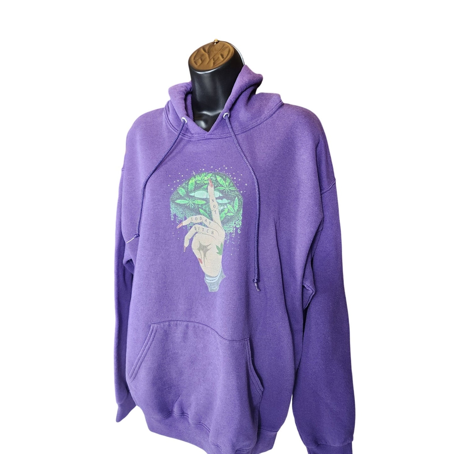 Jerzees Hoodie Women Large Graphic Lips Shh Finger Not Today Sweatshirt Y2K Rare