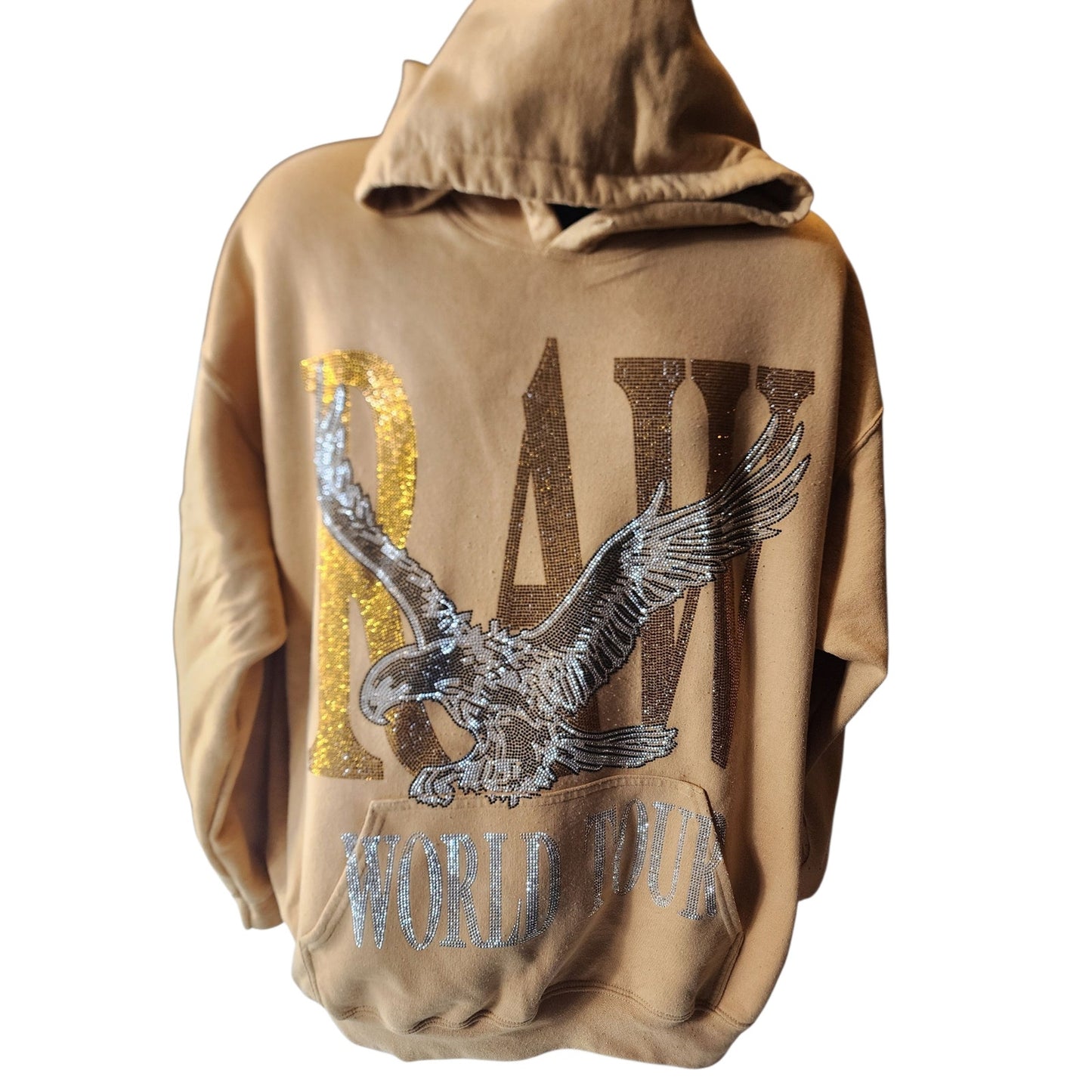 Rawyalty RAW World Tour Hoodie Mens XL Eagle Graphic Rhinestone USA Sweatshirt