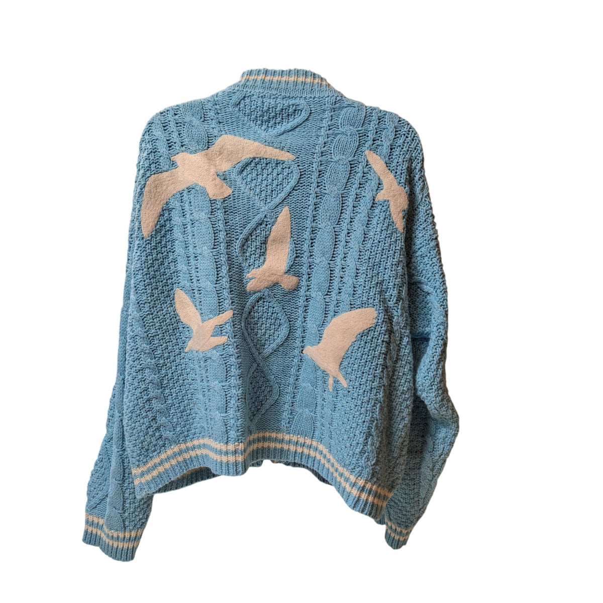 Taylor Swift 1989 Cardigan Womens Medium Large Blue Cable Knit Seagull Button