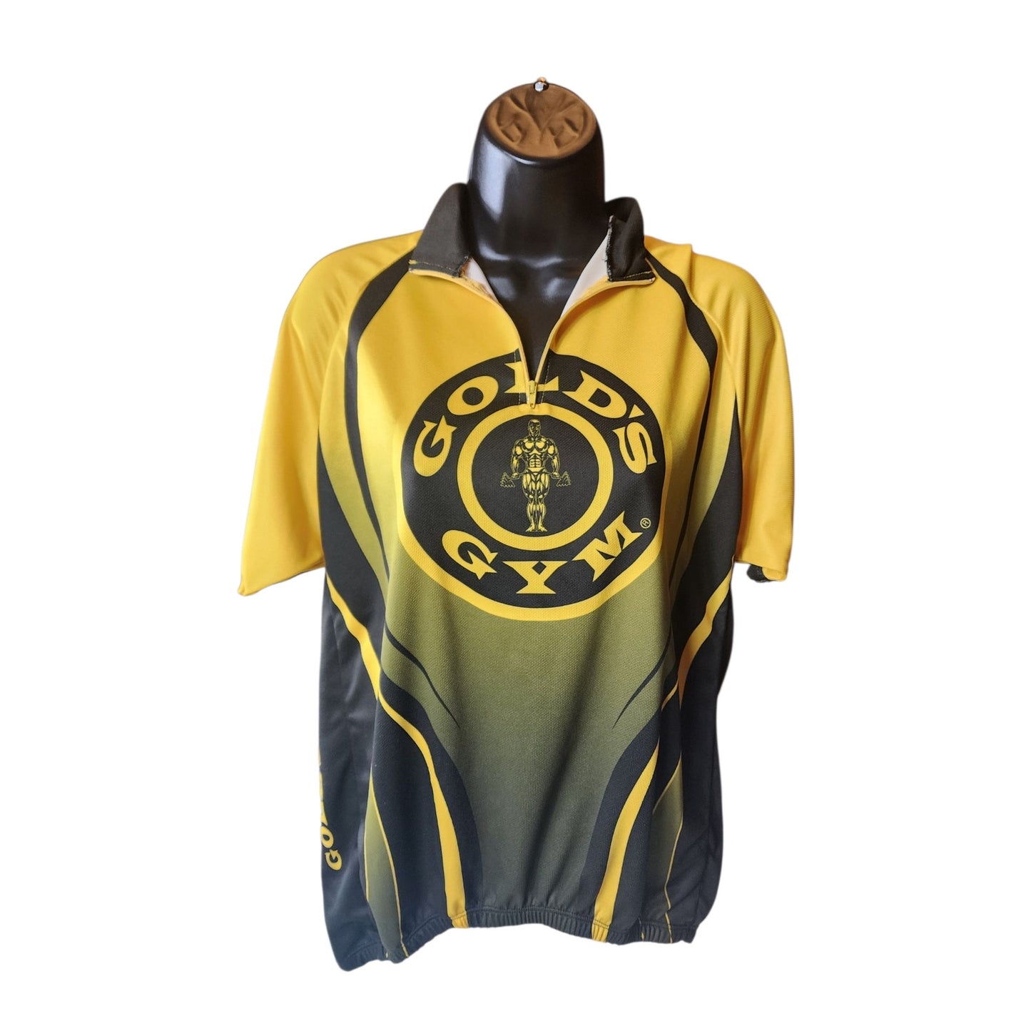 Golds Gym Cycling Jersey Mens Large Half Zip Short Sleeve Fitness Bodybuilding