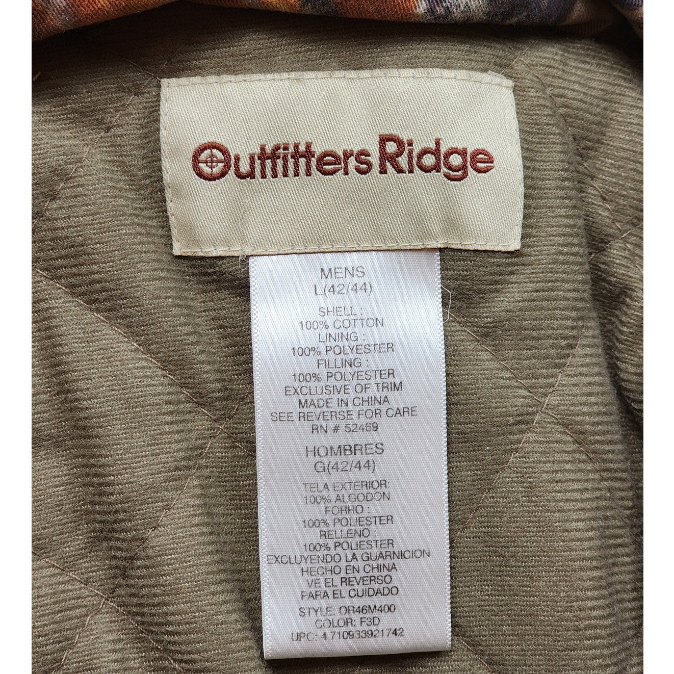 Outfitters Ridge Fusion 3D Camo Hunting Jacket Large Hooded Quilted Gorpcore Y2K