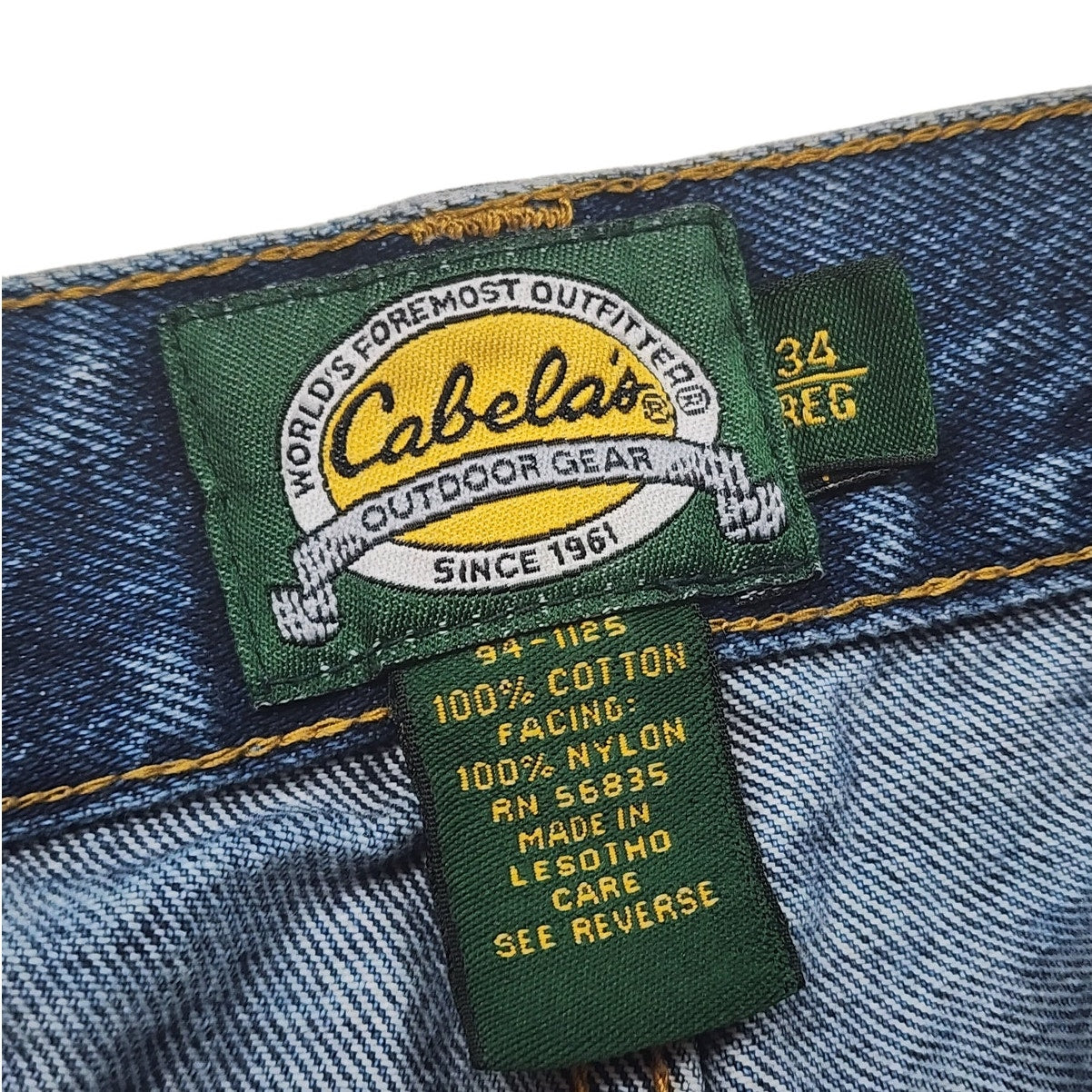 Cabelas Hunting Jeans Mens 34R Denim Canvas Field Pants Work Vintage 94-1125