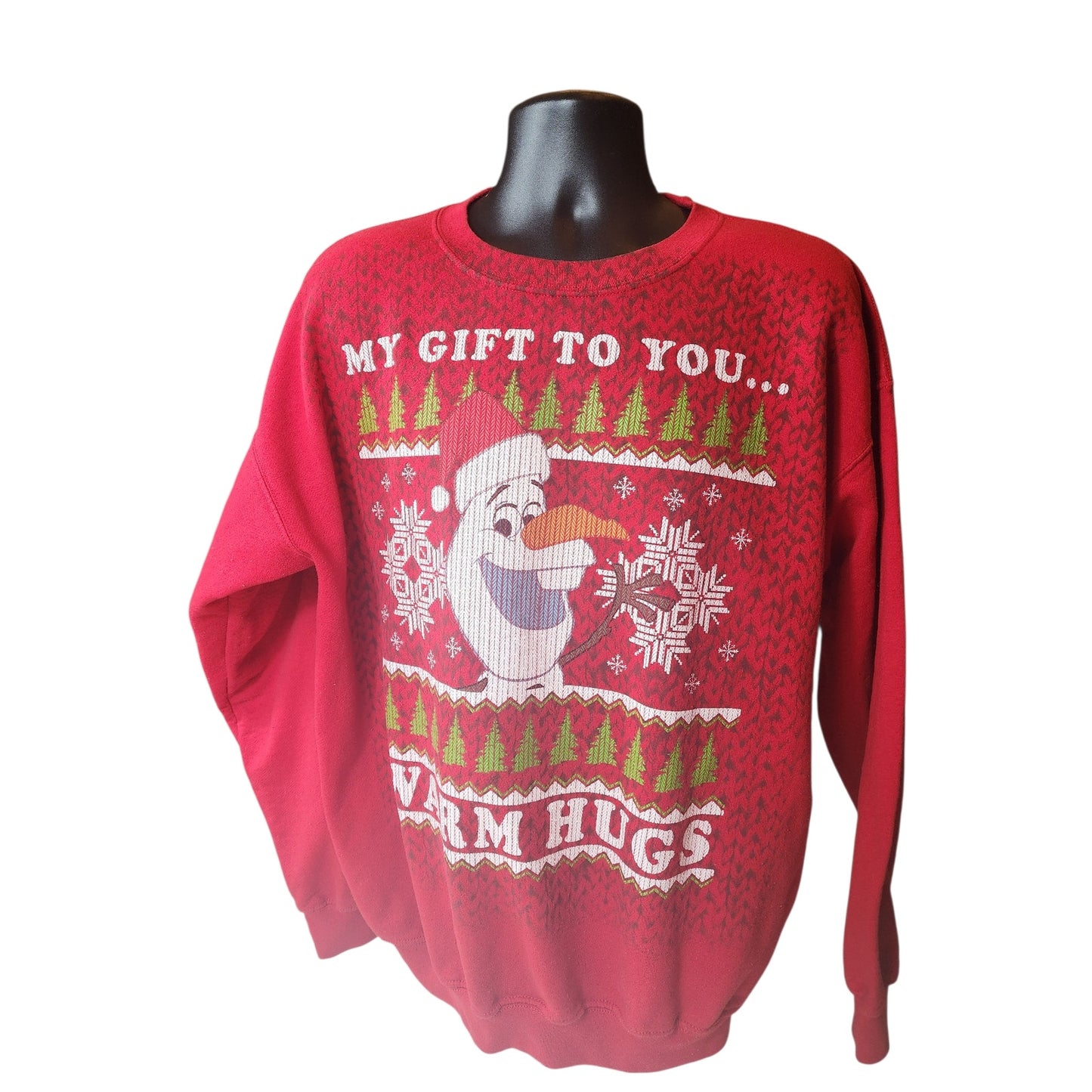 Disney Frozen Christmas Sweatshirt XL Red Ugly Sweater Holiday Graphic Pullover