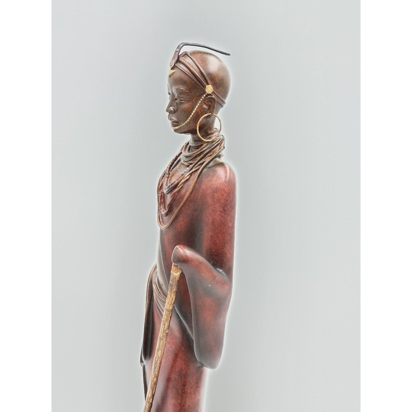 Stacy Bayne African Sculpture Village Life Jaha One Dignity Bronze Patina 21"