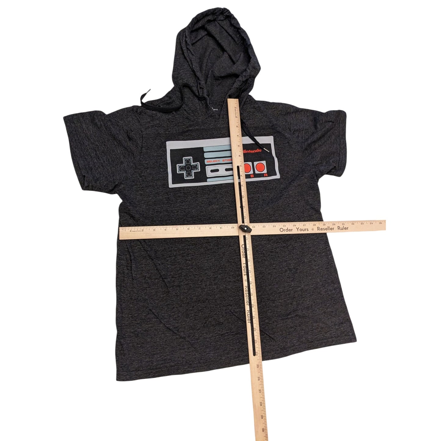 Nintendo NES Hooded T Shirt Women Large Mens Medium Gaming Graphic Tee Geek