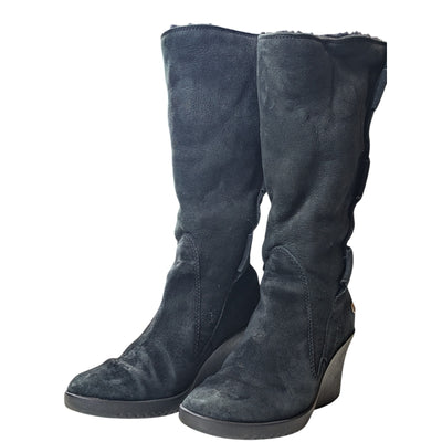 UGG Wedge Boots Womens Size 6 Elsey Shearling Tall Lined Pull On Warm 5586