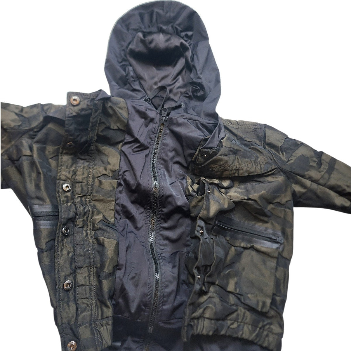 Blanc Noir Jacket Womens Small Skyfall Hooded Aviator Camo Zip Up Windbreaker