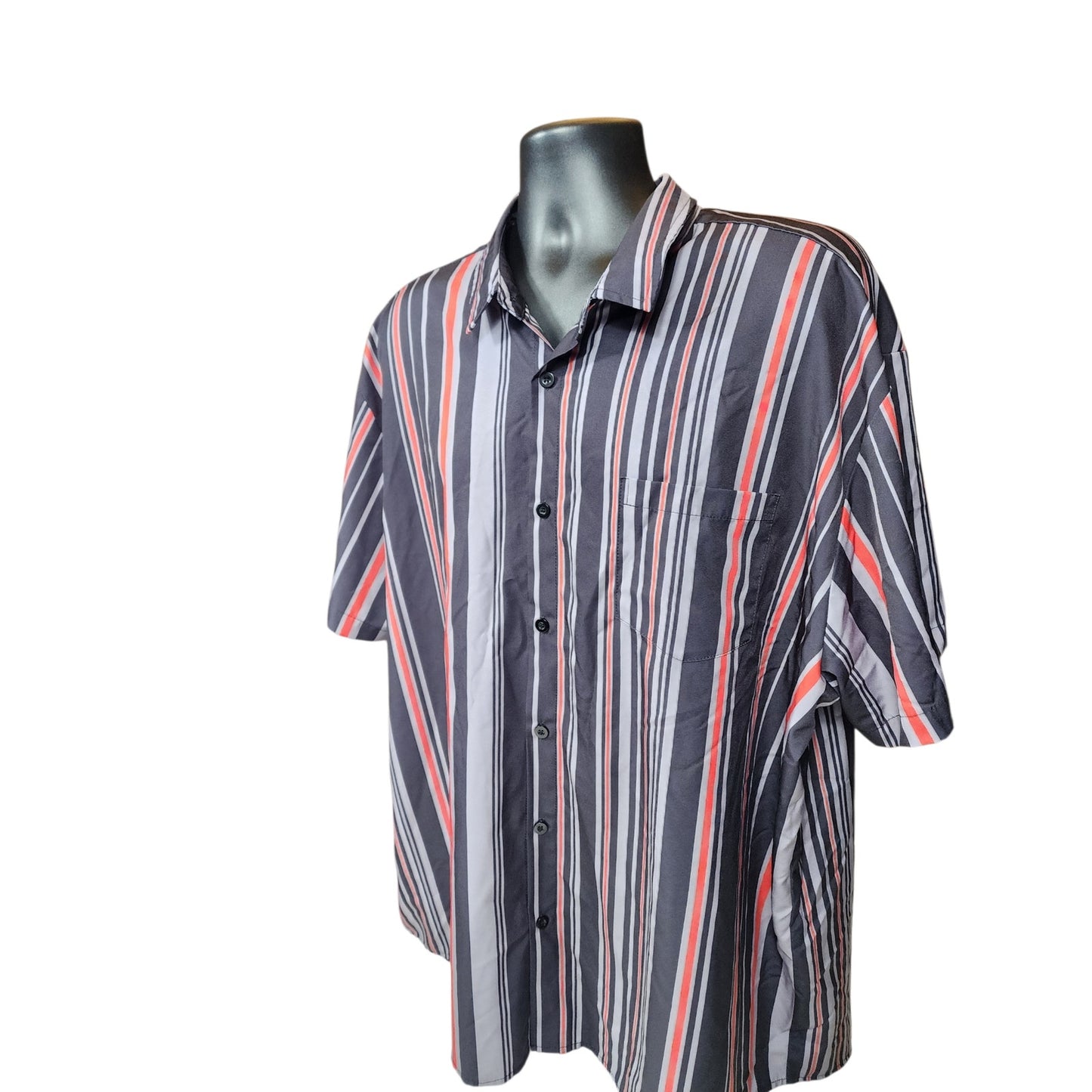 Hardaddy Shirt Mens 3XL Button Short Sleeve Oversized Casual Stripes Lightweight