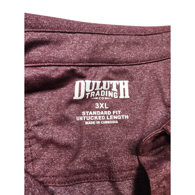 Duluth Trading Polo Shirt 3XL Maroon Short Sleeve Performance Untucked Fit Golf