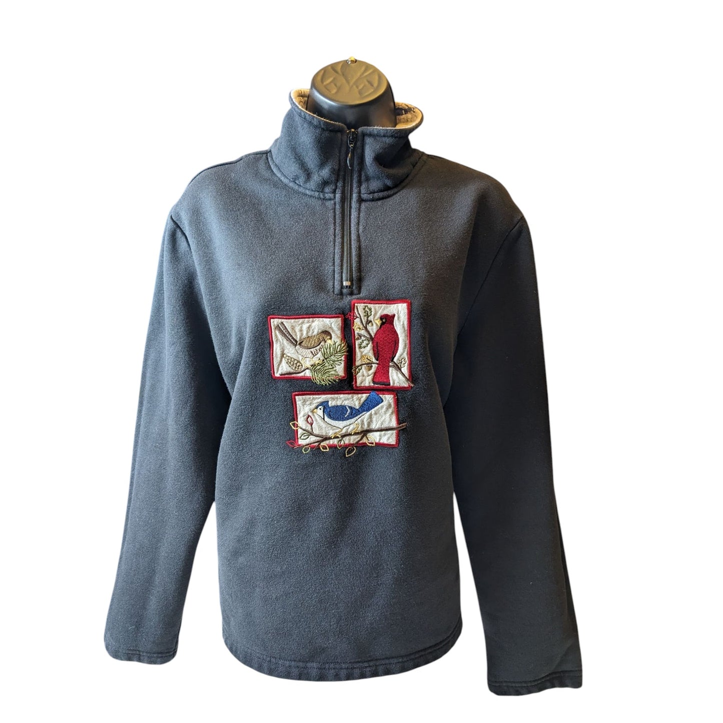 Breckenridge Sweater Womens XL Sweatshirt Birds Cardinal Embroidered Songbirds