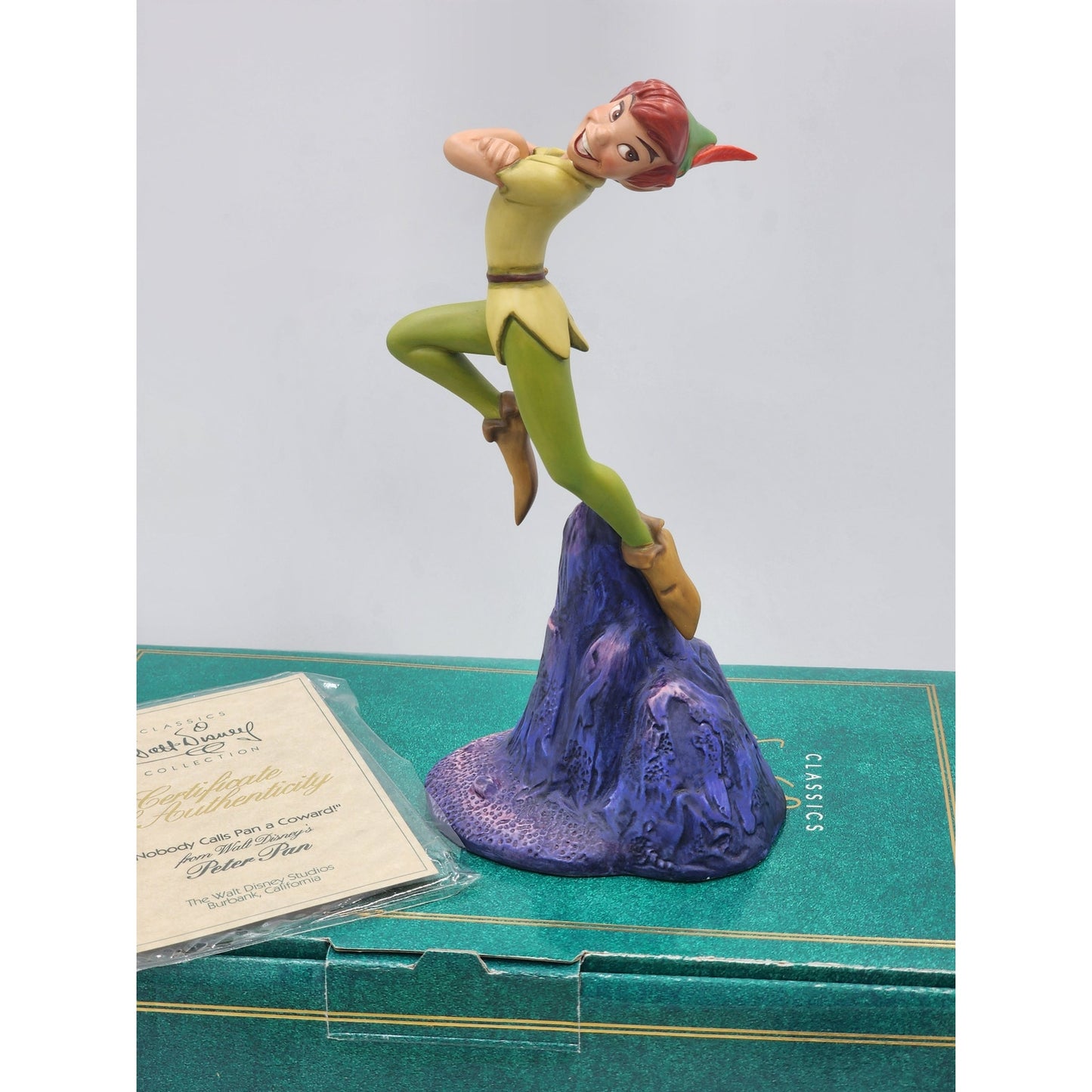 WDCC Peter Pan Figurine Nobody Calls Pan a Coward Vintage Disney Retired Box COA