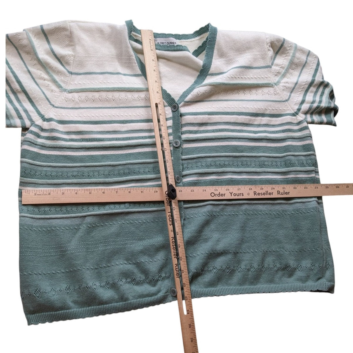 Alfred Dunner Cardigan Women 2X Knit Sweater Striped Ramie Button Front Layering
