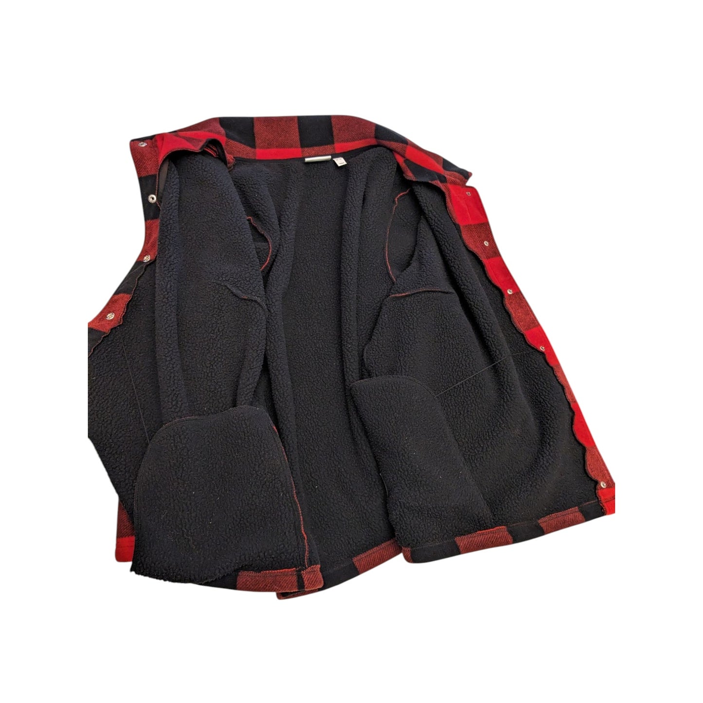 Denim & Co Sherpa Lined Buffalo Plaid Fleece Jacket Women 4X Red Black Button Up