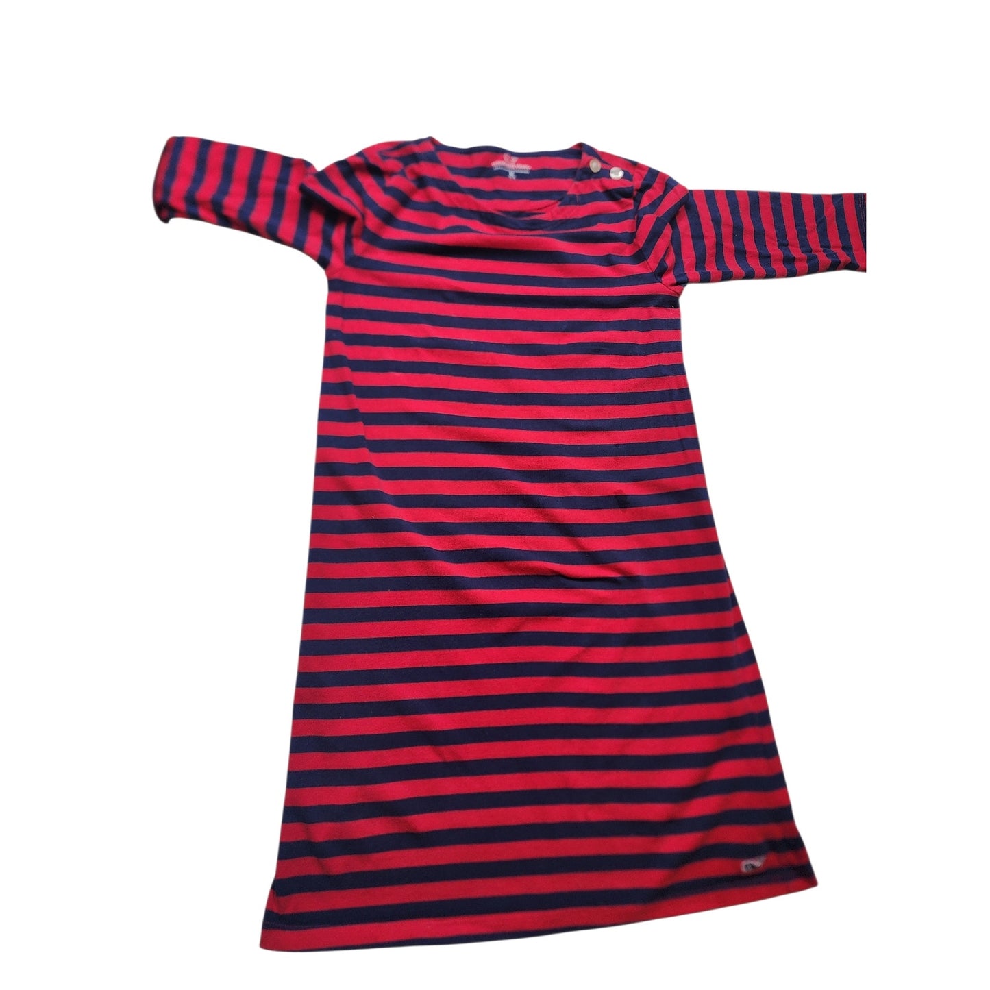 Vineyard Vines Girl Stripe Dress Medium Long Sleeve Cotton Spandex Preppy School