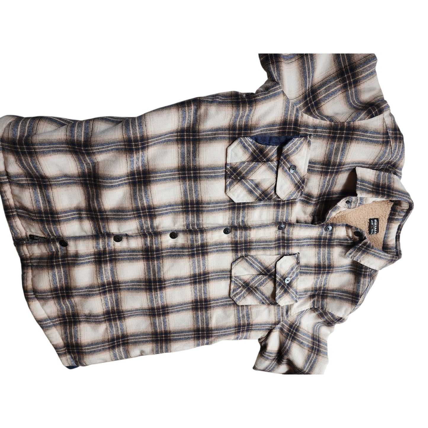 Buffalo David Bitton Mens Large Sherpa Lined Plaid Flannel Jacket Shirt Shacket