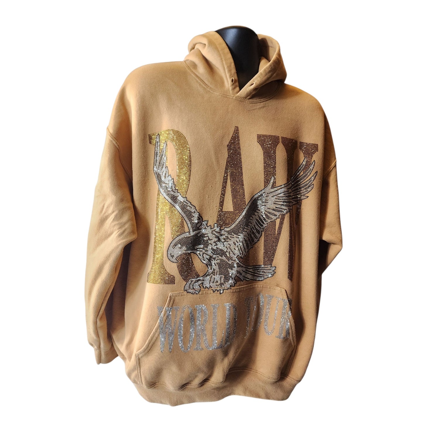 Rawyalty RAW World Tour Hoodie Mens XL Eagle Graphic Rhinestone USA Sweatshirt
