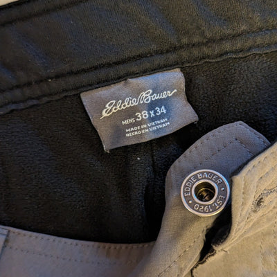 Eddie Bauer Pants Mens 38x34 Gray Lined Nylon Warm Outdoor Hiking Fleece Lining