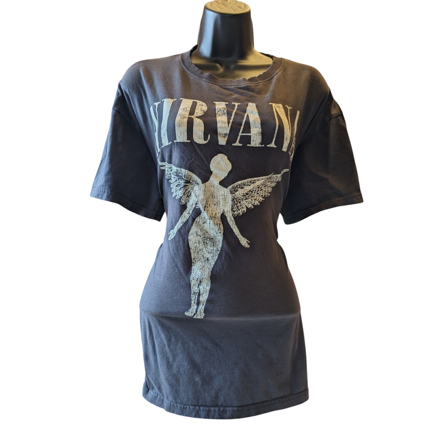 Nirvana Band Tee Women Small In Utero Tour Top Black Graphic Grunge Rock T Shirt