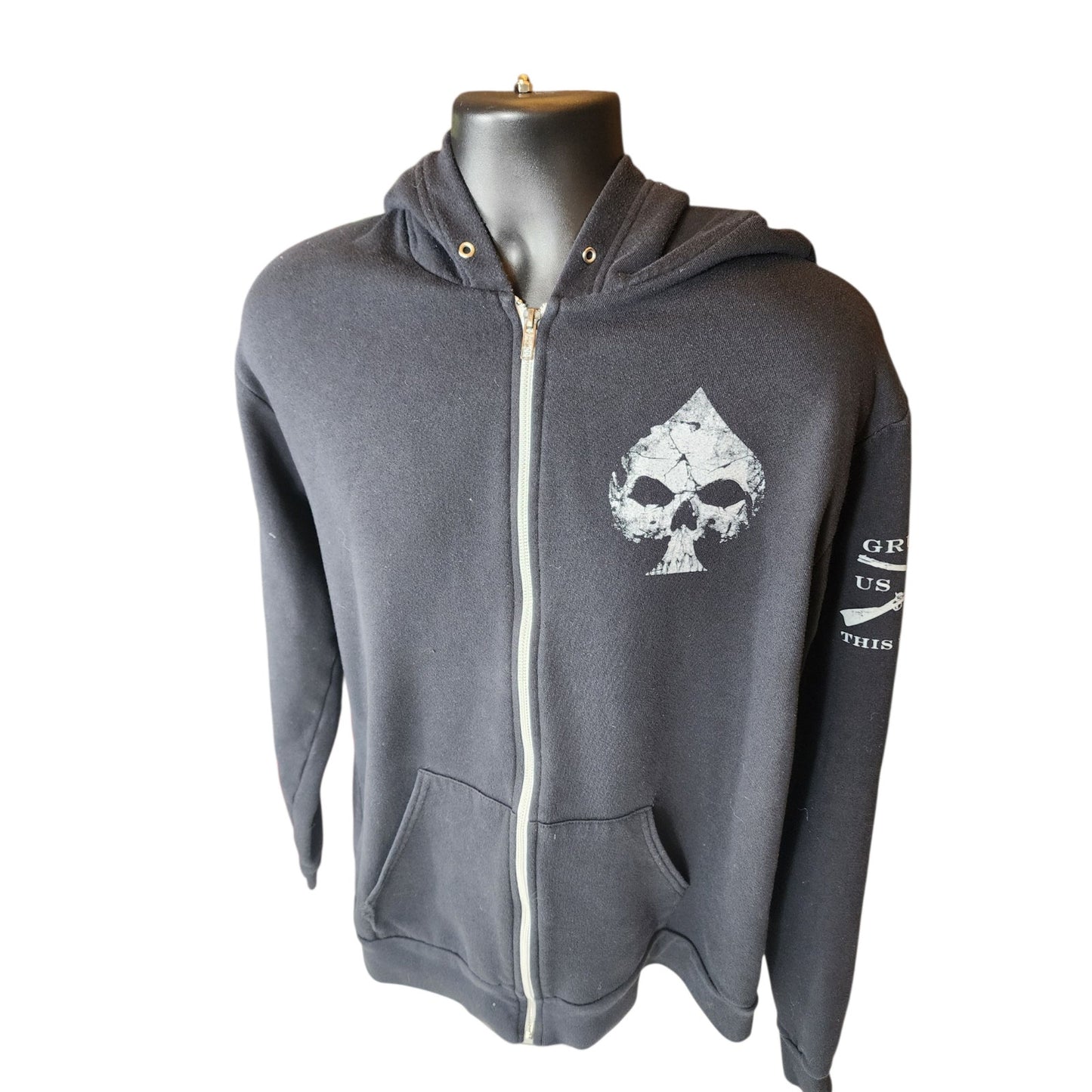 Grunt Style Hoodie Mens XXL Zip Skull Ace Patriotic USA Military Veteran Flag