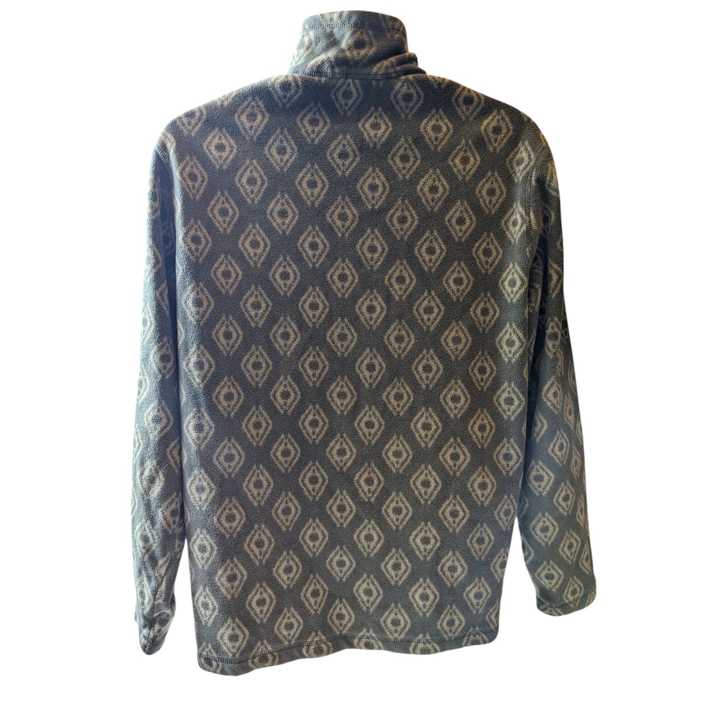 Eddie Bauer Men's Large Fleece Pullover Jacket Aztec Diamond Pattern Green