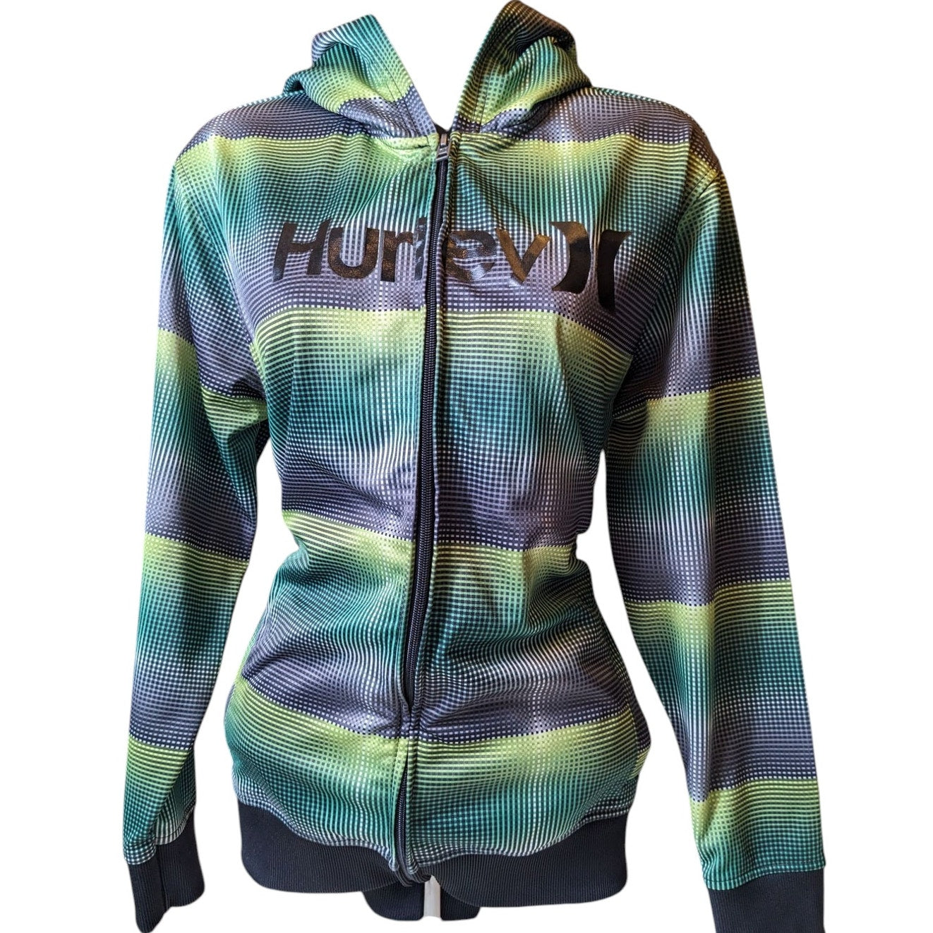 Hurley Hoodie Women Large Zip Graphic Jacket Y2K Style Streetwear Surf Skate