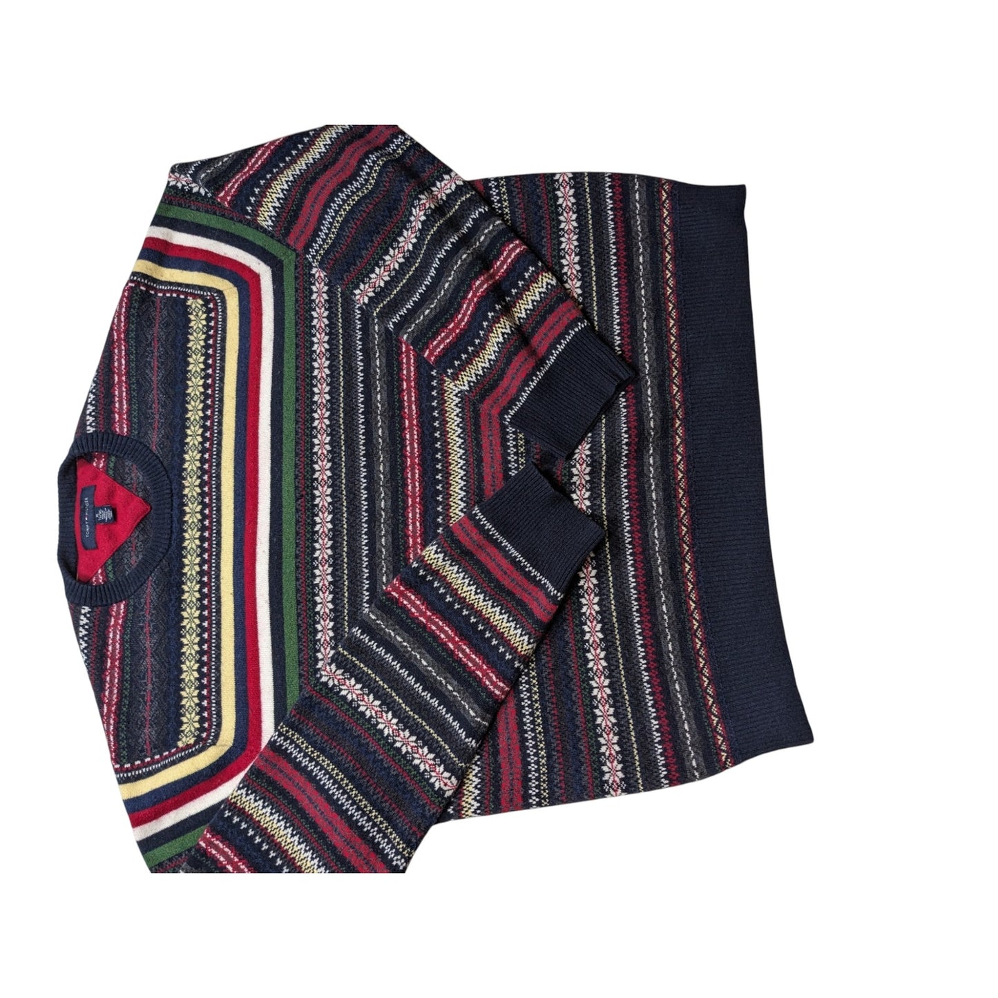 Tommy Hilfiger Sweater XL Fair Isle Nordic Style Crewneck Grandpa Knit Pullover
