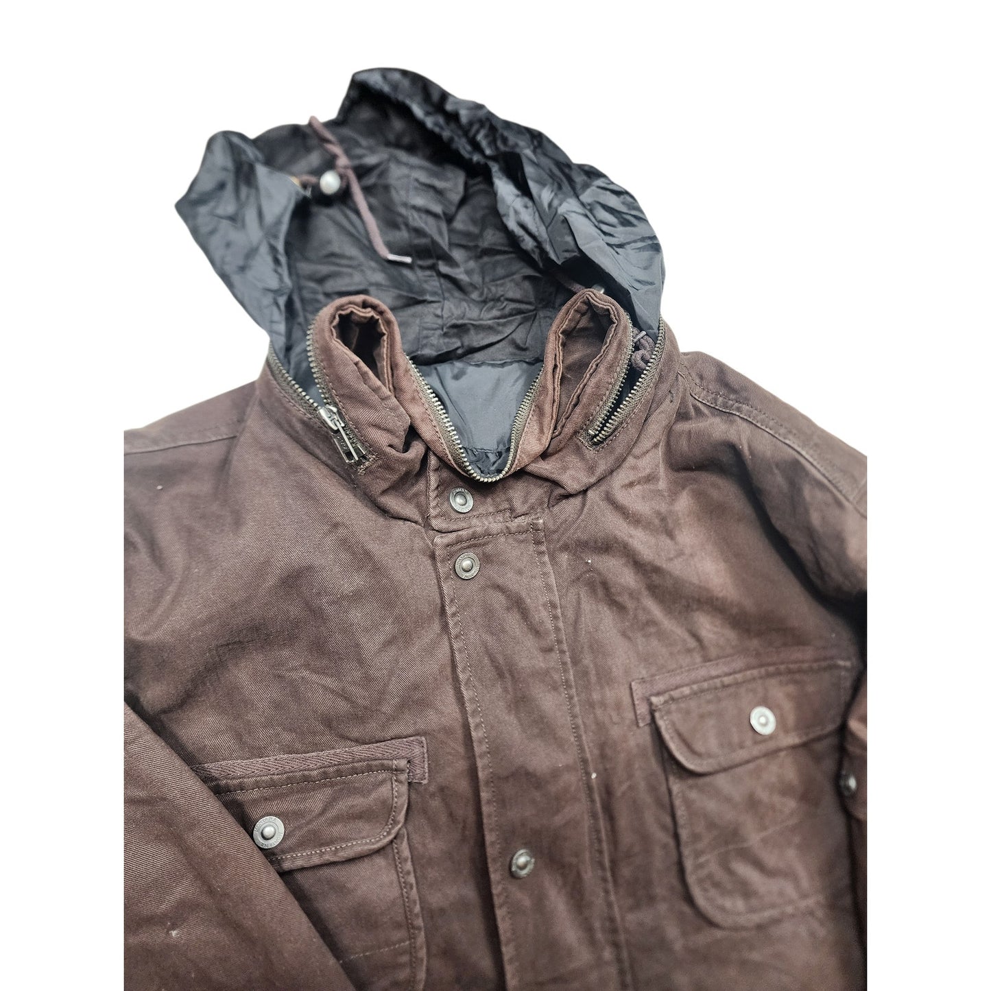 TCM Montana Brown Waxed Field Jacket Mens XL Utility Work Hooded Hunting Hiking