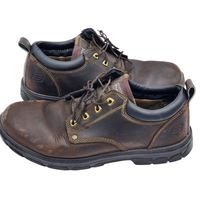 Skechers Shoes Mens 13 Relaxed Fit Oxford Leather Lace Up Grip Memory Foam 64260