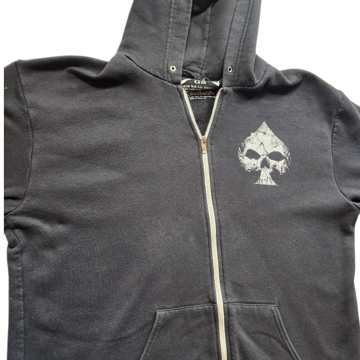Grunt Style Hoodie Mens XXL Zip Skull Ace Patriotic USA Military Veteran Flag