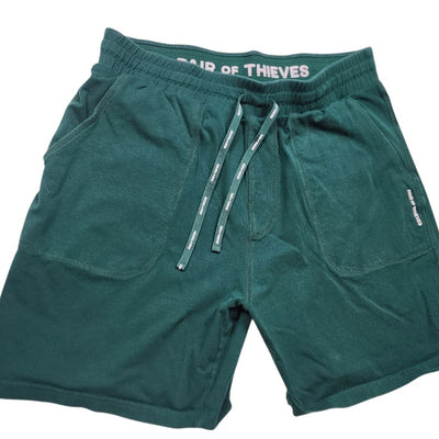 Pair of Thieves Shorts Mens Large Green Lounge Drawstring Pockets Elastic Waist