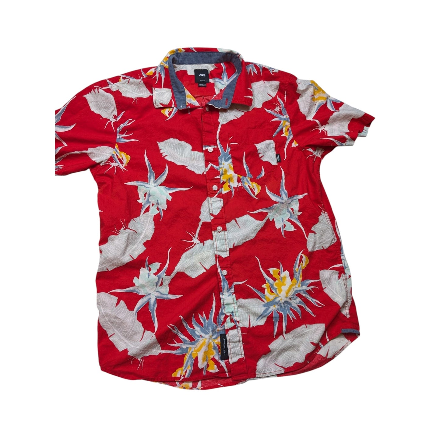 VANS Off the Wall Hawaiian Camp Shirt Mens Medium Tropical Floral Button Y2K