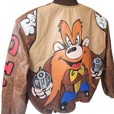 Yosemite Sam Jacket Looney Tunes Vintage Leather Richards Bomber Mens XL Y2K