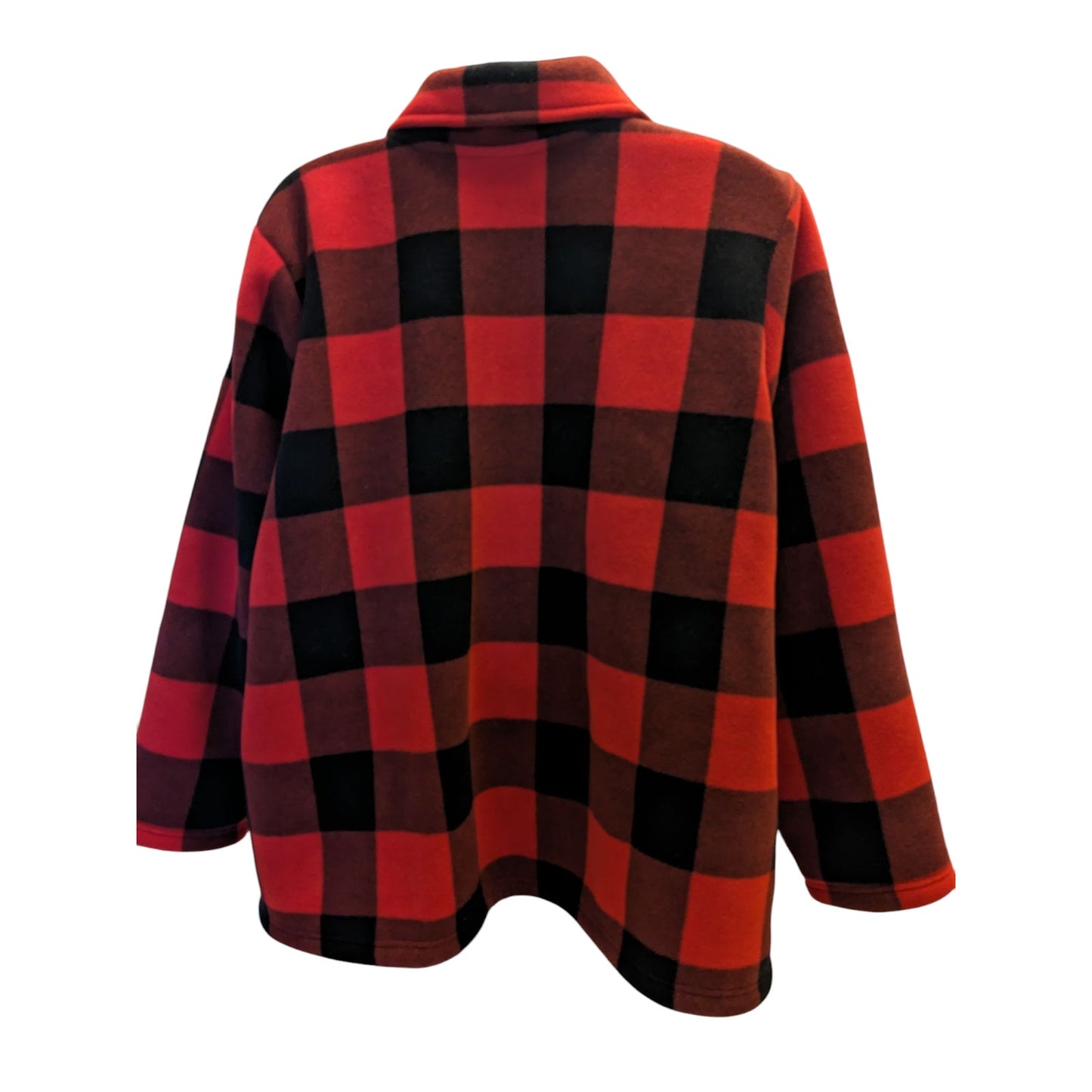Denim & Co Sherpa Lined Buffalo Plaid Fleece Jacket Women 4X Red Black Button Up