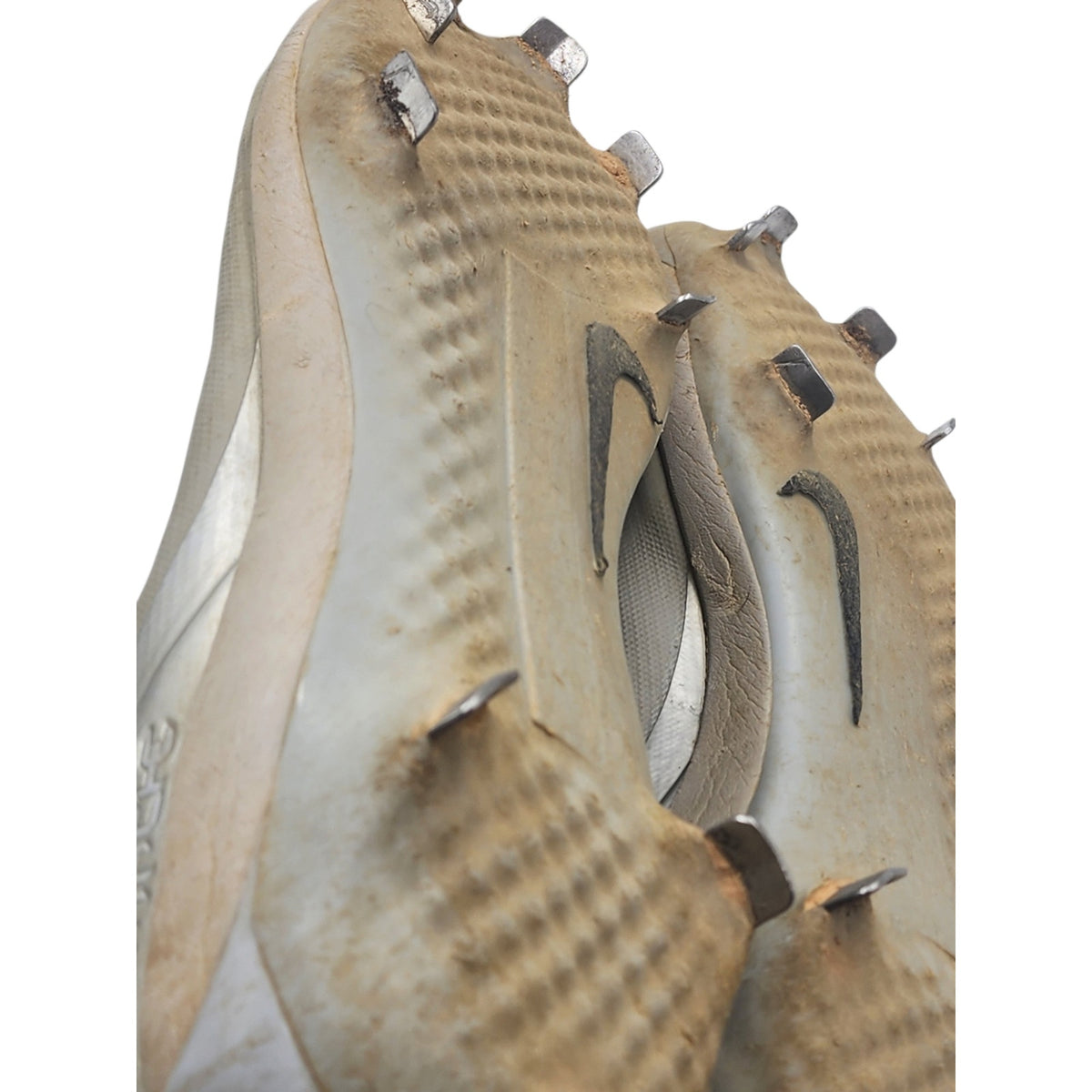 Nike Huarache Baseball Cleats 10.5 Gray Gold Metal Spikes High Top 923428-070