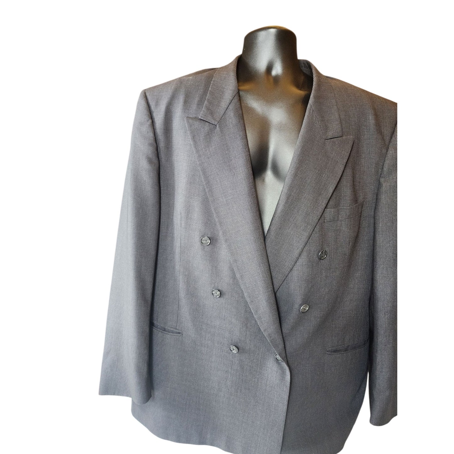 Cedrics Le Baron Blazer 48L Wool Double Breasted Gray Sport Coat Jacket Vintage