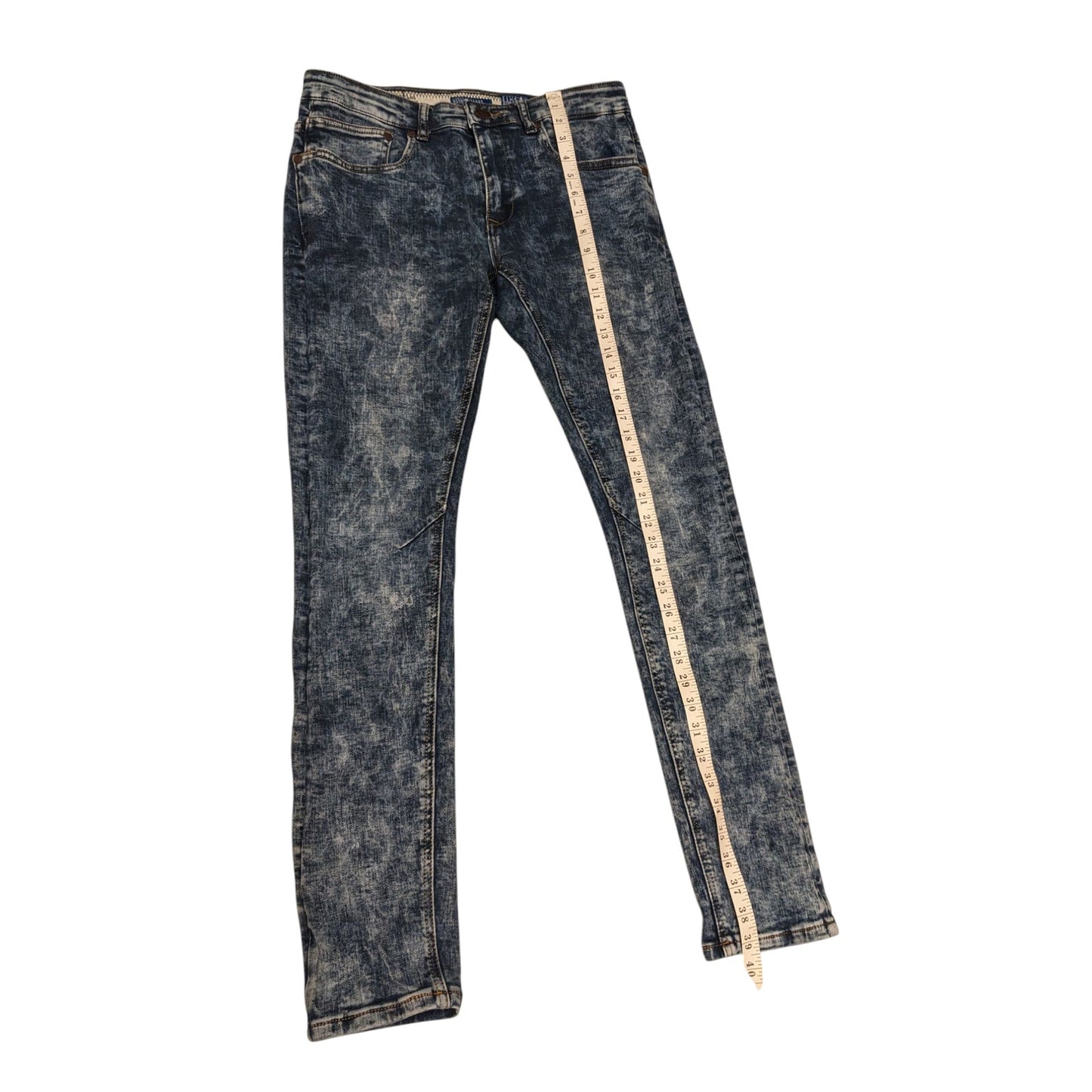 USTORM Jeans Mens Slim Fit 32x32 Blue Acid Wash Distressed Denim Retro Y2K Vibe