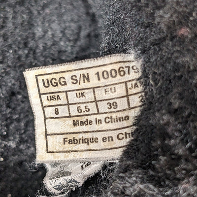 UGG Australia Womens 8 Black Shearling Winter Boots Suede Fur Lined Warm 100679
