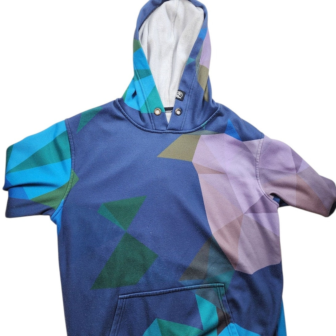 Fresh Hoods Hoodie Mens Medium Blue Purple Geometric Kangaroo Pocket Streetwear