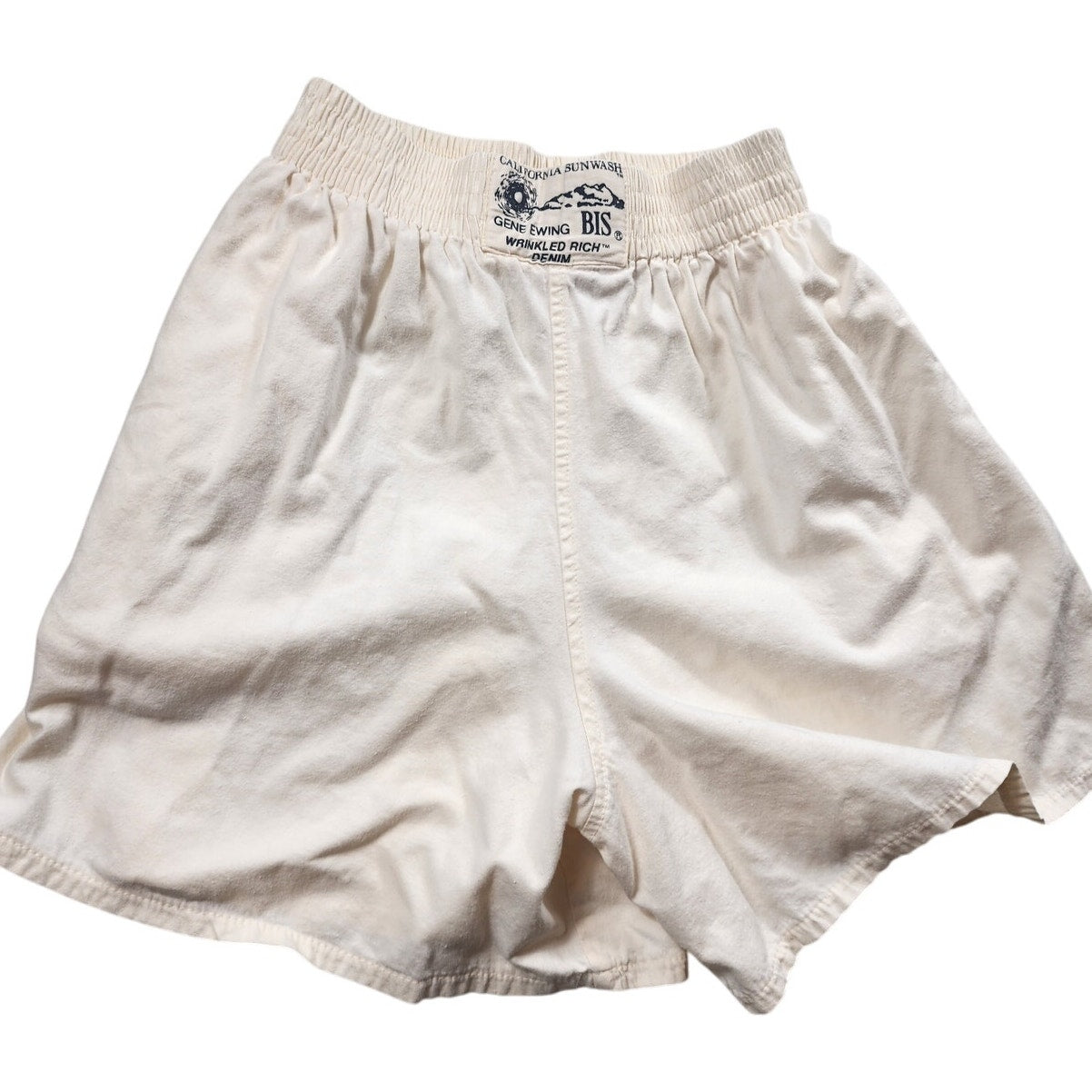 Gene Ewing BIS California Sunwash Wrinkled Rich Denim Shorts Small High Rise USA