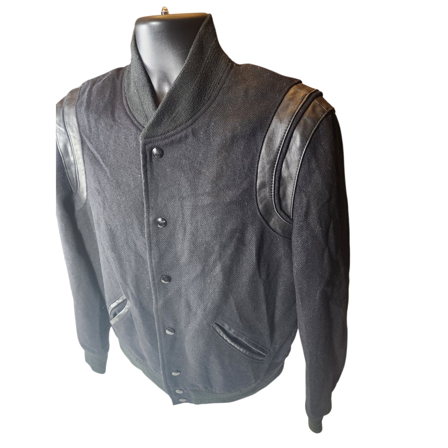 Saint Laurent Teddy Jacket Mens 52 Large Bomber Ribbed Collar Italy Paris Snap