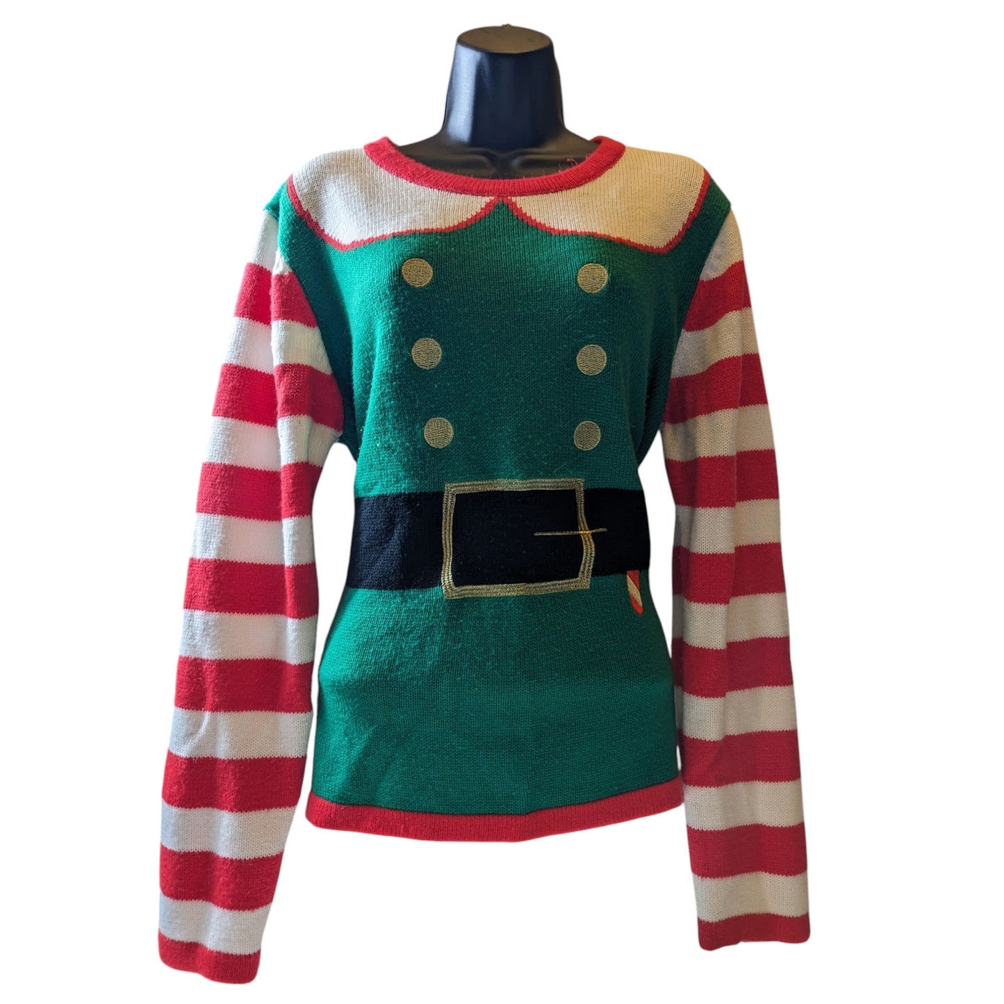 Holiday Time Elf Costume Sweater Womens XL Long Sleeve Xmas Party Ugly Christmas