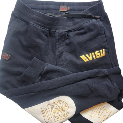 EVISU Heritage Custom Made Sweatpants Men Medium Logo Joggers Streetwear Graphic