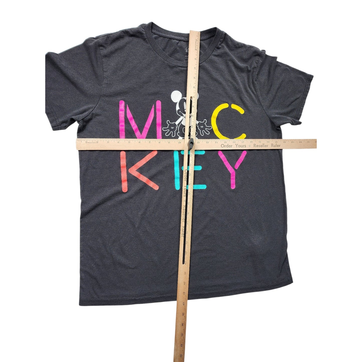 Disney Mickey Mouse T Shirt Large Neon Letters Graphic Tee Retro Vintage Style